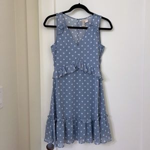 H&M Divided Blue White polka dot chiffon dress size 2
